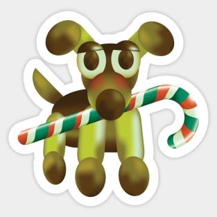 Dog with candy cane Sticker